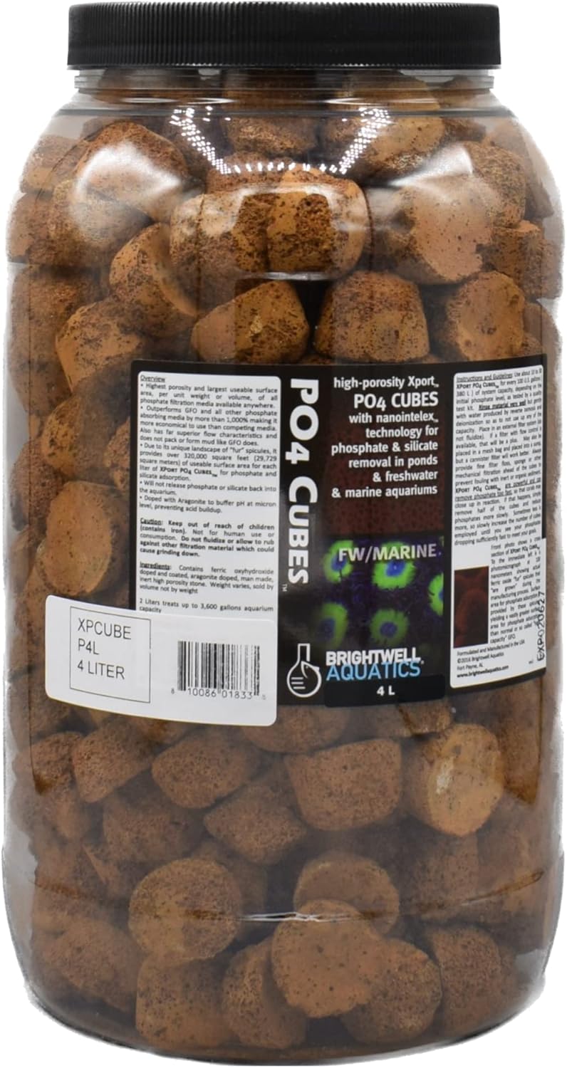 Brightwell Aquatics Xport PO4 Cubes - High-Porosity Cube Filter Media for Phosphate & Silicate Removal from All Ponds & Freshwater & Marine Aquariums, 4L
