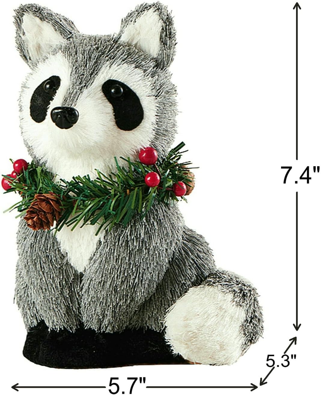 naturevibe 7.5 Inches Sisal Raccoon Figurine for Rustic Christmas Decorations, Woodland Animals with Holiday Accent as Christmas Table Decor or Farmhouse Decor