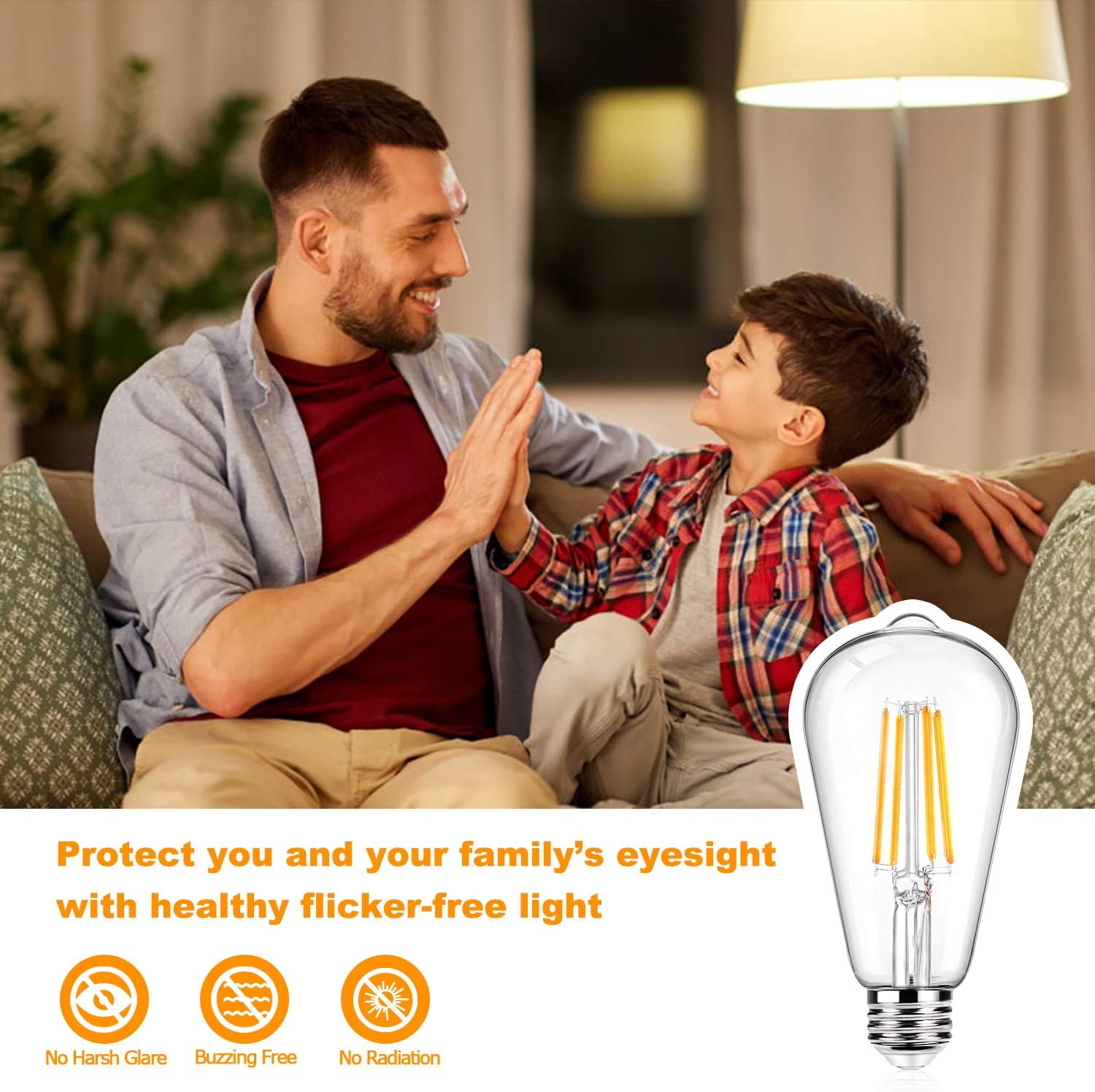 12Packs ST64 Large Vintage LED Edison Bulbs, 60W Equivalent 7W, 800Lumens, Dimmable Antique LED Filament, 2700K Warm White, E26 Medium Base Light Bulbs High Brightness Clear Glass for Bedroom Office