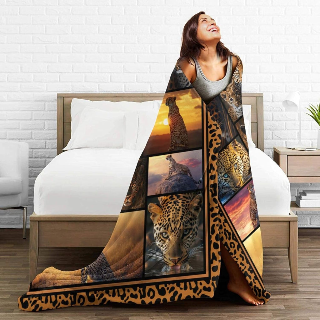 Cheetah Blanket Cheetahs Throw Blanket Flannel Stuff Merch Cozy Decor Fleece Plush Fuzzy Warm Soft Lightweight Bedding Gifts for Lover Girls Women Men Boy Couch Sofa 60"X50"