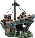Raeasily Fish Tank Decoration Aquarium Accessories,Shipwreck Decor,Resin Material Sunken Ship Decorations for Fish Favors, Multi, 10 * 10