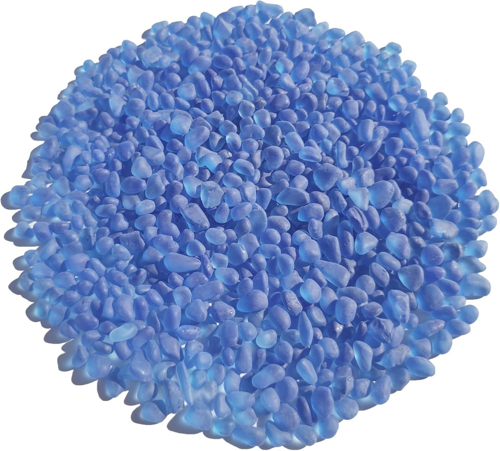 Sea Glass Stones - 0.9LB Dark Blue Frosted Glass Pebbles Gemstones - Perfect for Aquarium Rocks, Fish Tank Gravel, Vase Fillers, DIY Crafts, and Home Decor