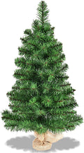 Goplus 3ft Tabletop Mini Christmas Tree, Artificial Small Christmas Tree with 96 PVC Branch Tips, Cloth Bag Base, Green Spruce Xmas Tree for Home, Office Decoration, No Assembly Required