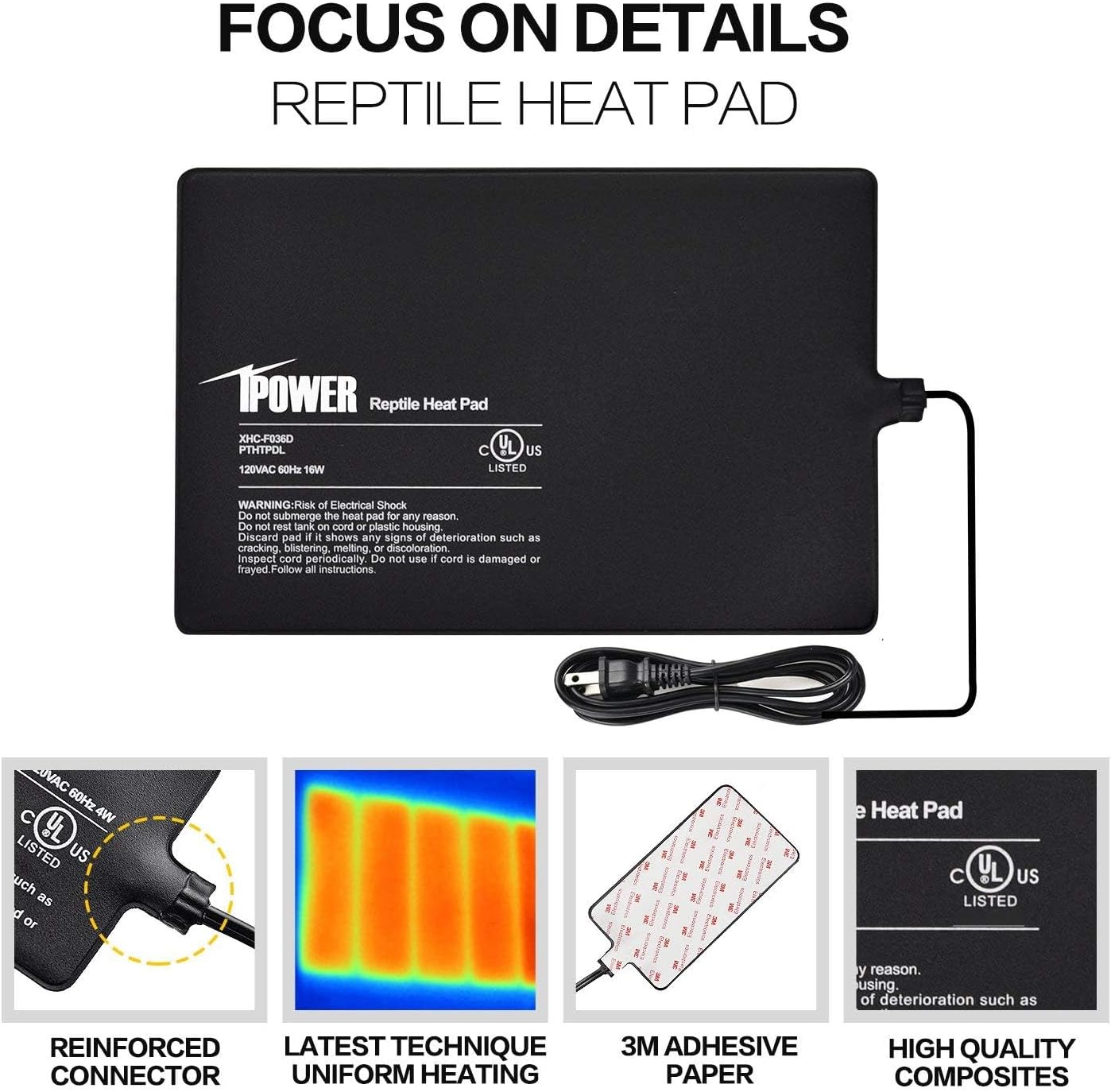 iPower 8x12 Inch Reptile Heat Pad Under Tank Heater, Energy-Efficient & Waterproof Design Terrarium Warmer Mat for Turtles, Lizards, Snakes, 2 Pack