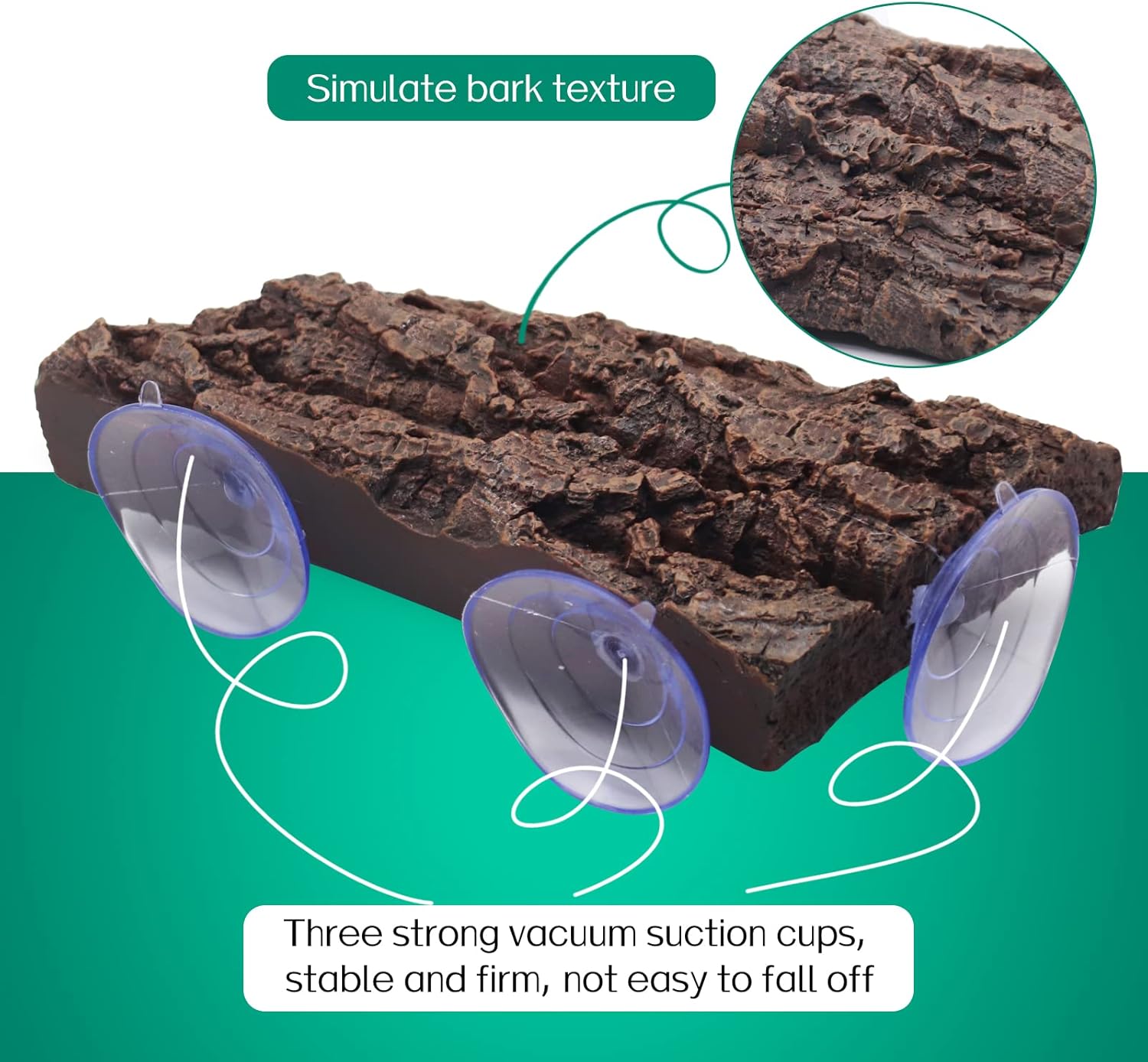 Turtle Basking Platform,Fish Tank Aquarium Tortoise Climbing Platform with 3 pcs Suction Cups,Float Resting Terrace for Frogs, Terrapins(Artificial Bark,Rock) (Brown)