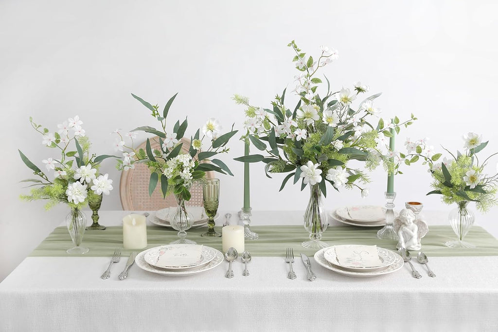 6 Pcs 25.5" Artificial Eucalyptus Stems,Realistic Faux Willow Leaves Greenery Branches for Vase Decor, Wedding Centerpieces, Farmhouse Home Party Decor, Bendable Stems & No Fade