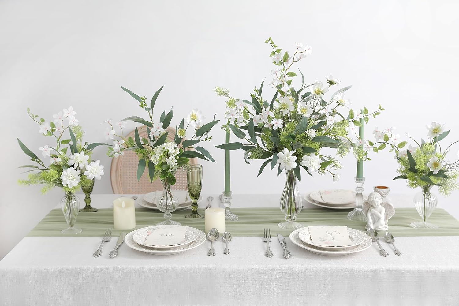 6 Pcs 25.5" Artificial Eucalyptus Stems,Realistic Faux Willow Leaves Greenery Branches for Vase Decor, Wedding Centerpieces, Farmhouse Home Party Decor, Bendable Stems & No Fade