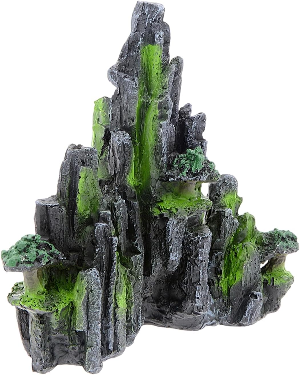 Aquarium Rock Mountain Decoration, Resin Fish Tank Ornament with Realistic Rock Design, Beta Fish Cichlids & Shrimp Hideout Play, for 5 to 20 Gallons Aquarium Landscape Decor (3.5 x 6.2 x 6.1in)