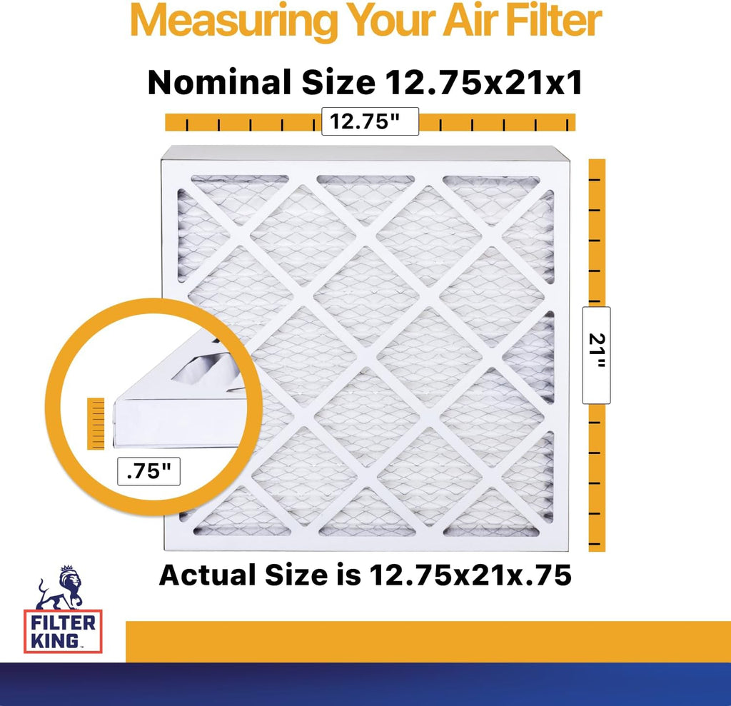 Filter King Air Filters 12.75x21x1 | 4-PACK | MERV 13 HVAC Pleated AC Furnace Filters | Air Purifier | Replacement Filters for Clean, Healthy & Fresh Environment | MADE IN USA