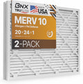 BNX TruFilter 20x24x1 MERV 10 (2-Pack) AC Furnace Air Filter - MADE IN USA - Pleated Air Conditioner HVAC AC Furnace Filters - Removes Odor, Mold, Bacteria, Smoke