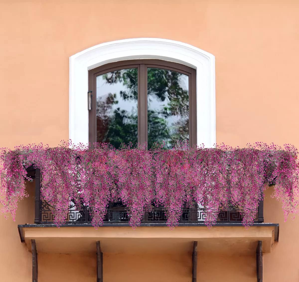 RECUTMS 4 pcs Hanging Fake Plants Flowers Artificial Decor Artificial Hanging Plants Fake Vines with Fake Flowers Fake Plants for Bedroom Aesthetic Wall Hanging Decoration（Fuchsia）