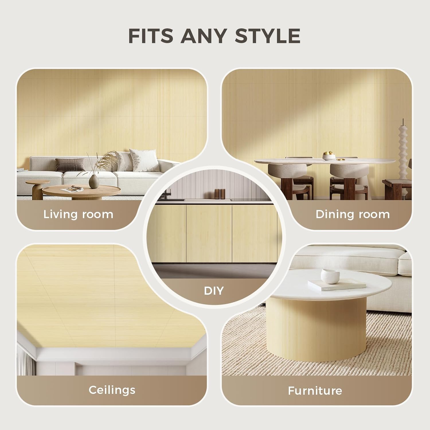 OUZUGIE 2 Pack 96x24 Inch Natural Bamboo Wall Panel – Raw Pole Wrap Paneling for Walls, Ceilings, Cabinets, Furniture – Ideal for Bedroom, Living Room & Office DIY Decor