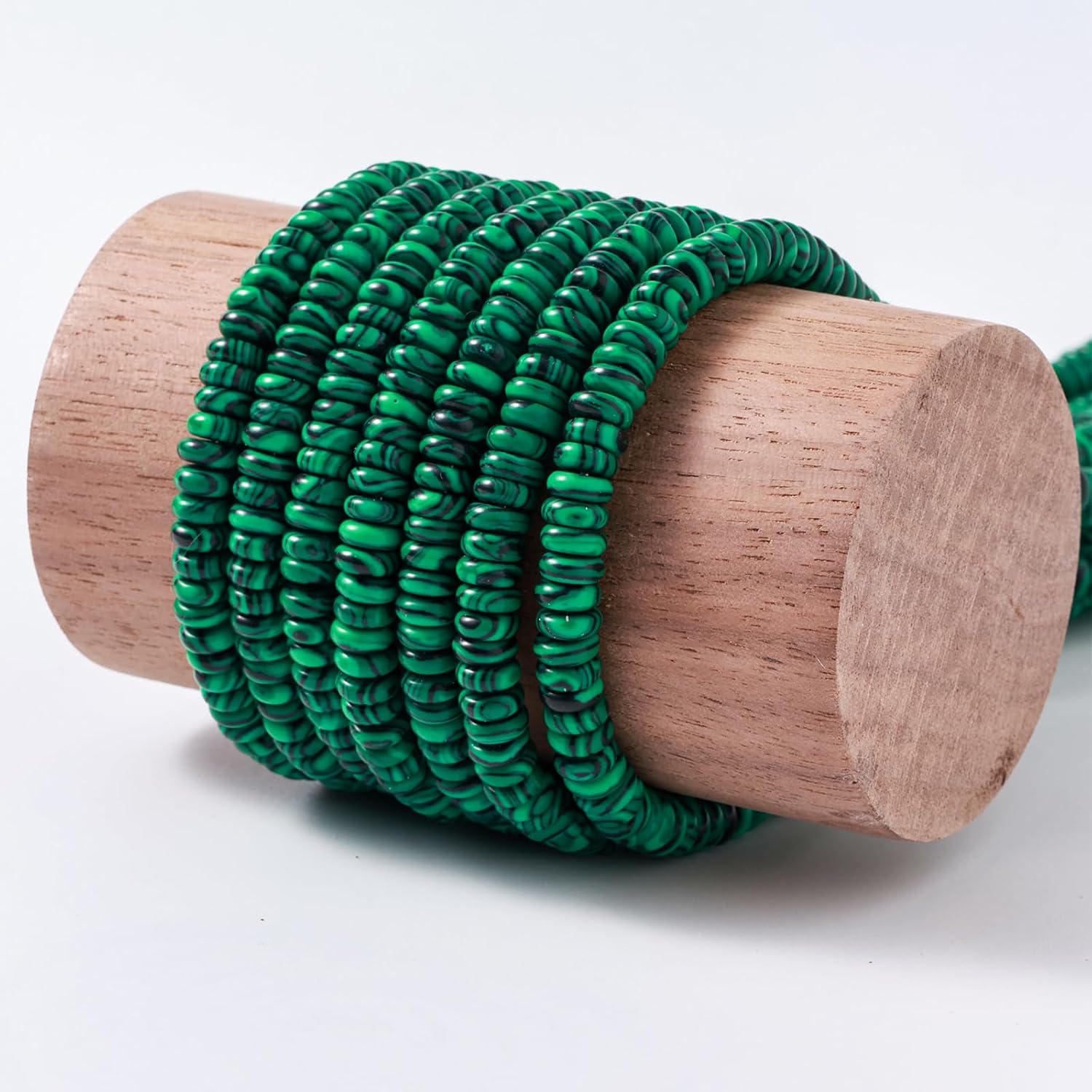 Natural Malachite Stone Disk Spacer Beads 6x2mm 38cm/str Flat Rondelle Loose Semi Gemstone Caps for Making Bracelets Necklace