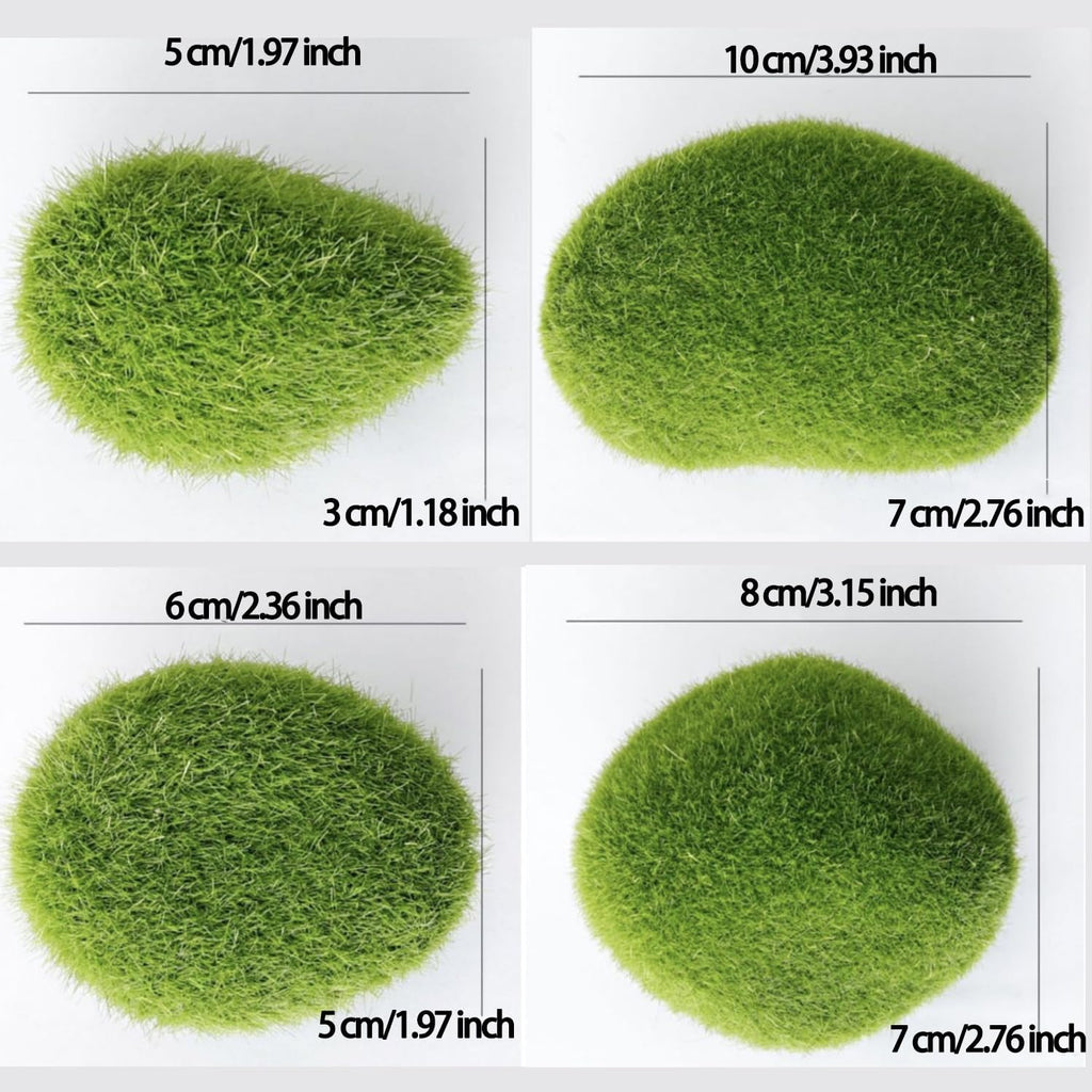 21 PCS Artificial Moss Rocks for Decoration (4 Size), Fake Green Moss Covered Stones, Moss Balls for Indoor/Outdoor Plant Decor, Moss Rocks for Floral Arrangements, Fairy Gardens and Crafts