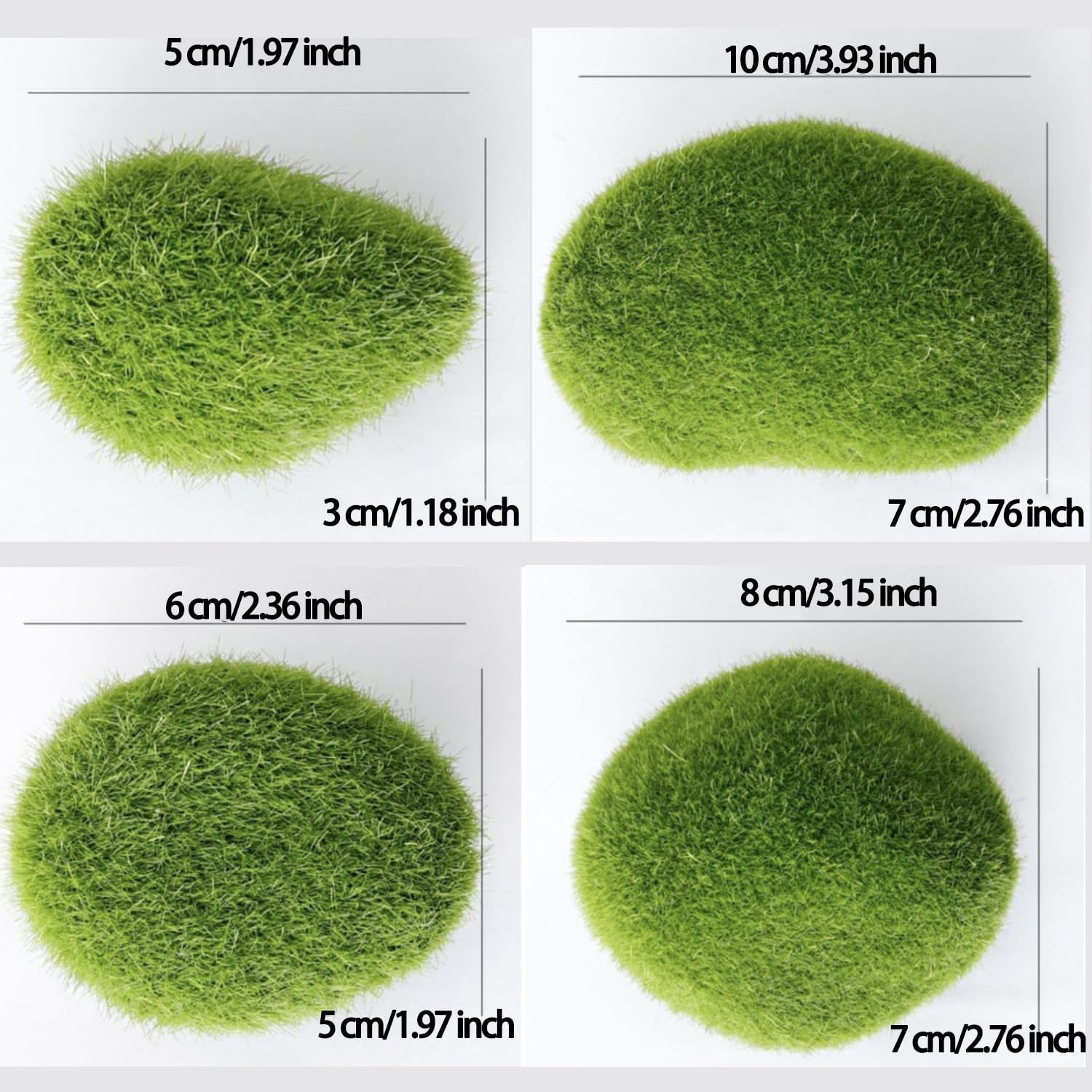 21 PCS Artificial Moss Rocks for Decoration (4 Size), Fake Green Moss Covered Stones, Moss Balls for Indoor/Outdoor Plant Decor, Moss Rocks for Floral Arrangements, Fairy Gardens and Crafts