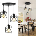 3-Light Pendant Lighting, Farmhouse Hanging Light Fixture for Kitchen Island & Dining Room, Industrial Vintage Ceiling Lamp with E26 Base, Adjustable Height, Matte Black