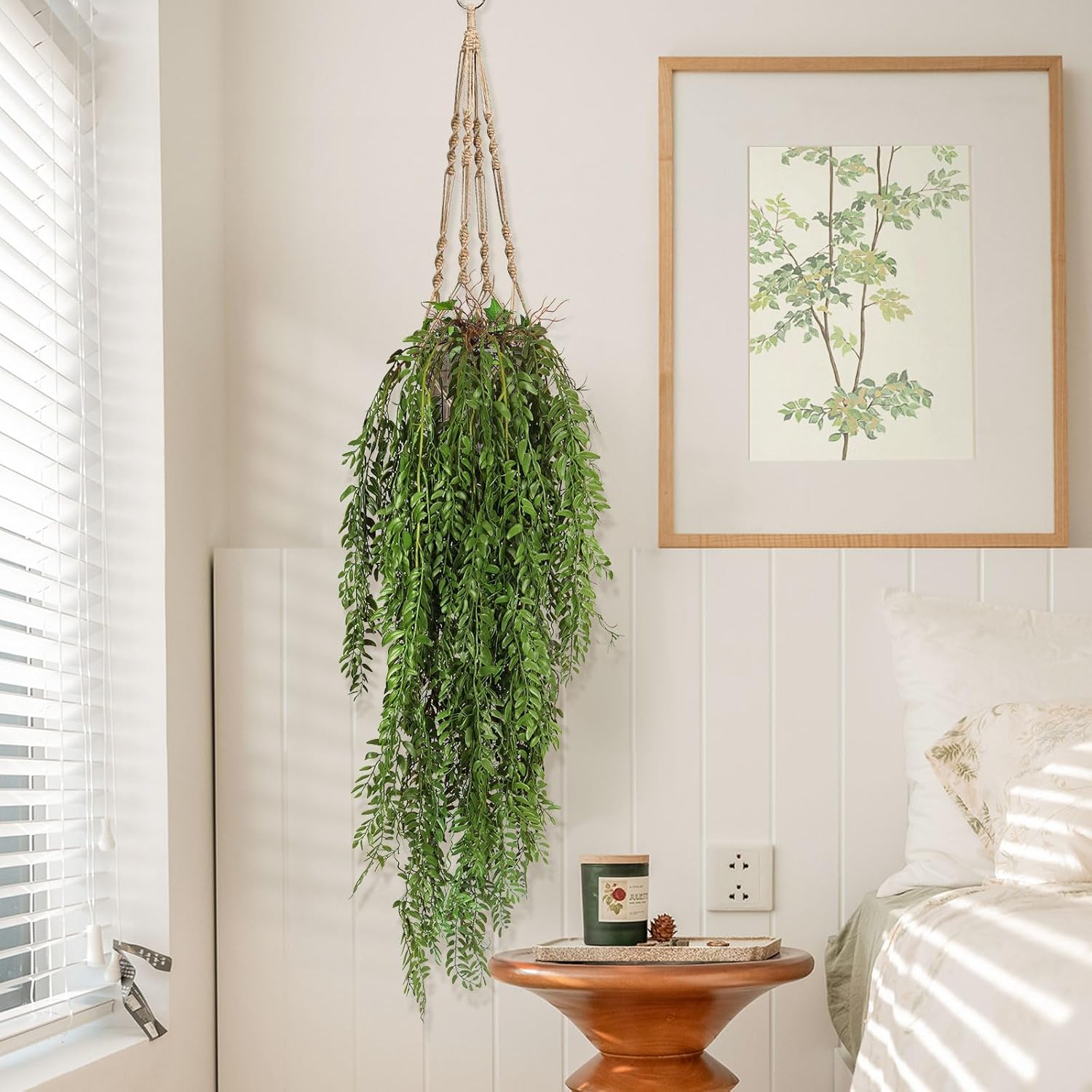 RECUTMS 2 Pcs Hanging Fake Plants Faux Ferns Ivy Willow Vine Leaves Wall Greenery Artificial Vine UV Resistant Plastic Home Garden Wedding Party Indoor Outdoor Decorations(Green)