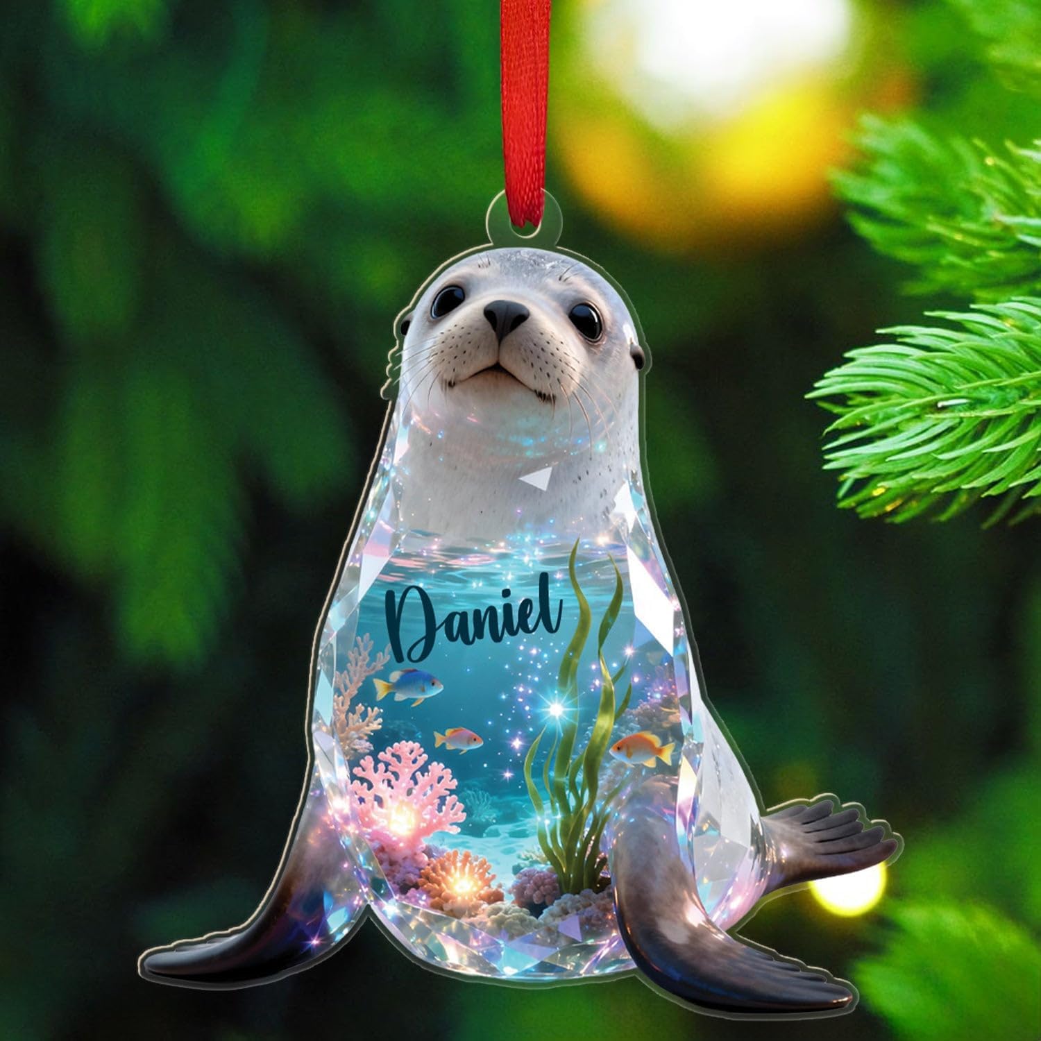 Seals 2D Flat Acrylic Ornament, Personalized Seals Animal Sea Christmas Ornament 2025, Sea Seal Holiday Decorations, Gift for Ocean Lovers Friend, Customized Name Seal Ornaments Keepsake