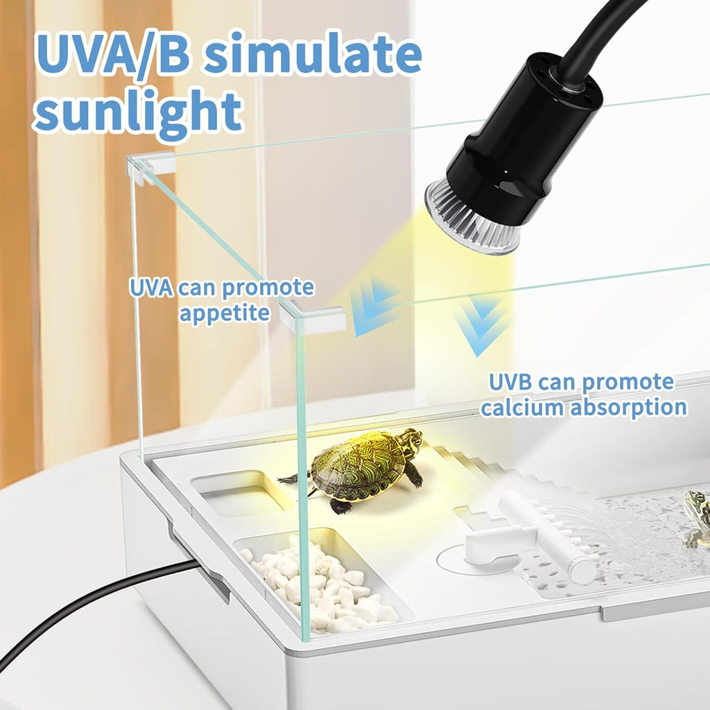 Reptile Heat Lamp, 360° Rotatable UVA/UVB Light Lamp with 2pcs Basking Bulbs (25W + 35W), Suitable for Snake, Lizard, Bearded Dragon, Reptiles, Turtle (Black)
