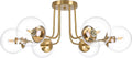 KoKo&Yukina 6-Light Mid Century Ceiling Light Modern Semi Flush Mount Ceiling Light Fixture Globe Ceiling Light with Clear Glass Shade Brushed Brass Finish for Bedroom Hallway Dining Room Living Room