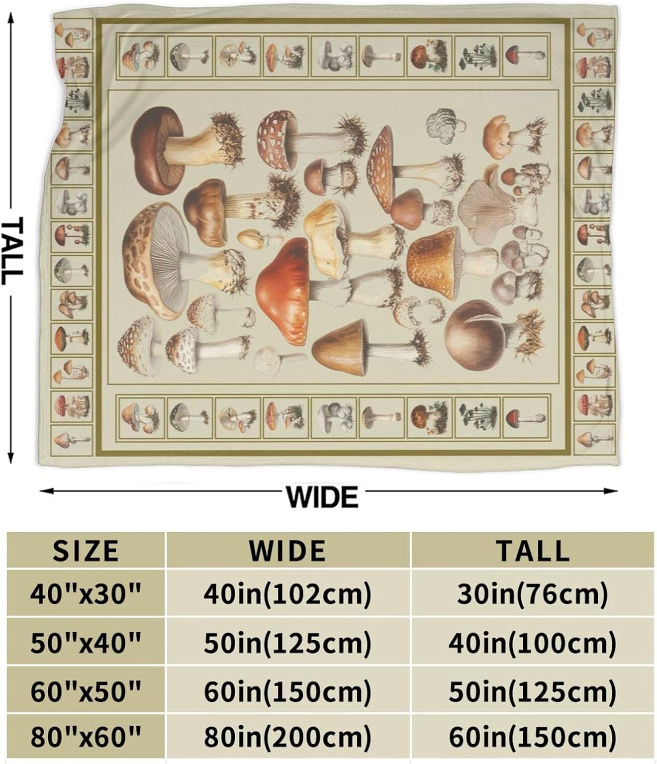 Mushroom Blanket Mushrooms Throw Blanket Flannel Stuff Merch Cozy Decor Fleece Plush Fuzzy Warm Soft Lightweight Bedding Gifts for Lover Girls Women Men Boy Couch Sofa 50"X40"
