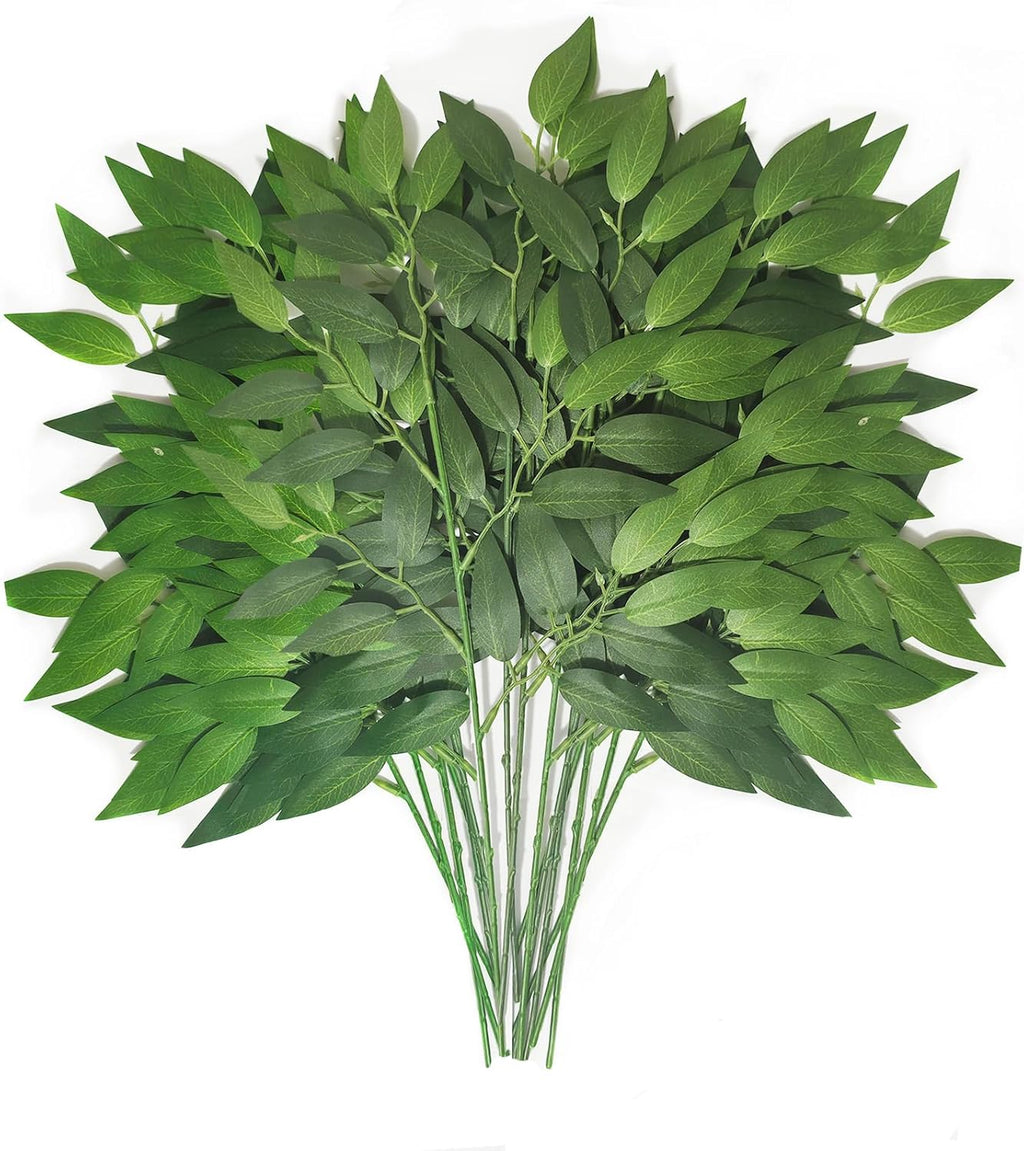 40Pcs Italian Ruscus Greenery Stems 18" Artificial Silk Greenery Leaves for DIY Bouquet Filler Table Centerpieces Home Indoor Decor