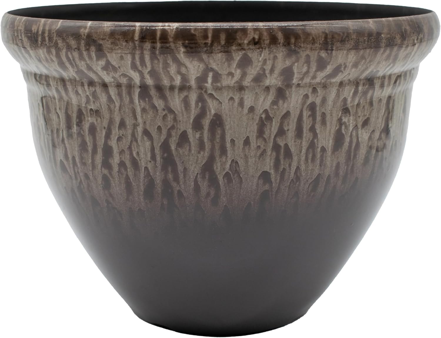 The HC Companies Pizzazz Decorative Round Flower Pots w/Ceramic Look - UV-Resistant Decorative Pot for Outdoor & Indoor Plant Pots - Modern Planter for Flower, Herbs (16” Foggy Gray, Pack of 1)