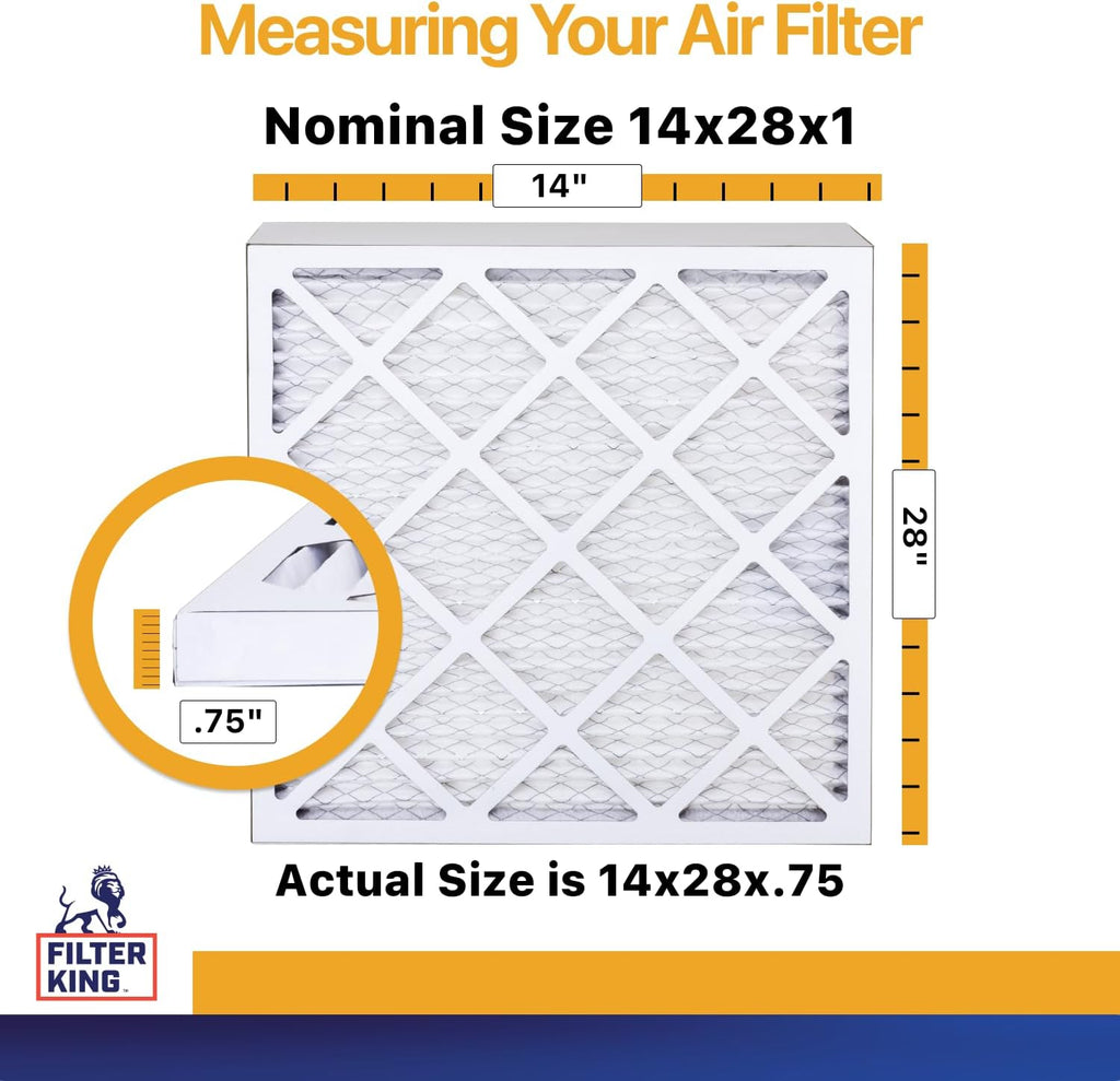 Filter King 14x28x1 Air Filter | 4-PACK | MERV 13 HVAC Pleated A/C Furnace Filters | MADE IN USA | Actual Size: 14 x 28 x .75"