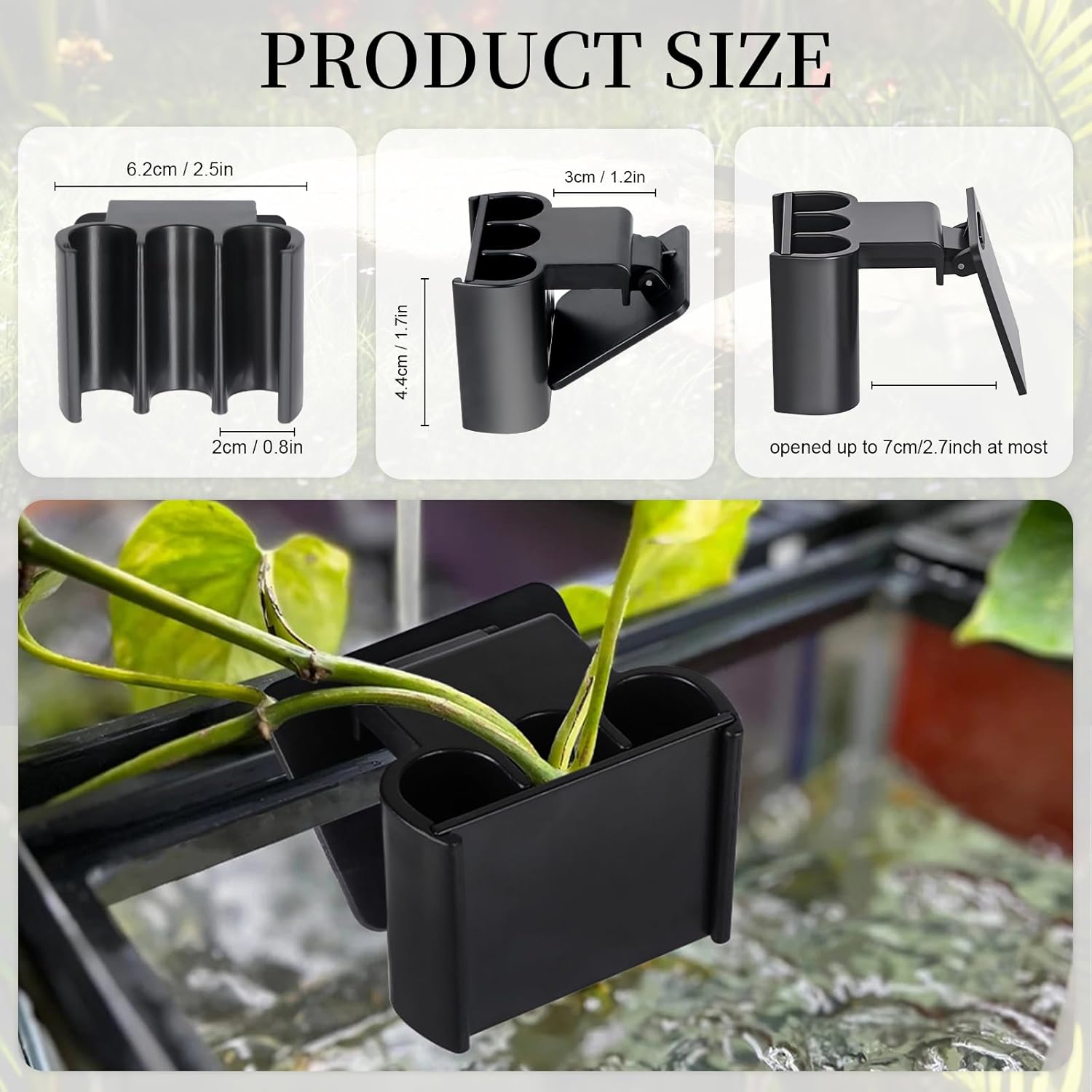 2 Pack Hanging Aquarium Plant Holder – 3 Holes Aquatic Plant Cups, Fish Tank Holder for Aquatic Plants, Ideal for Aquarium Tank Decoration(Black)