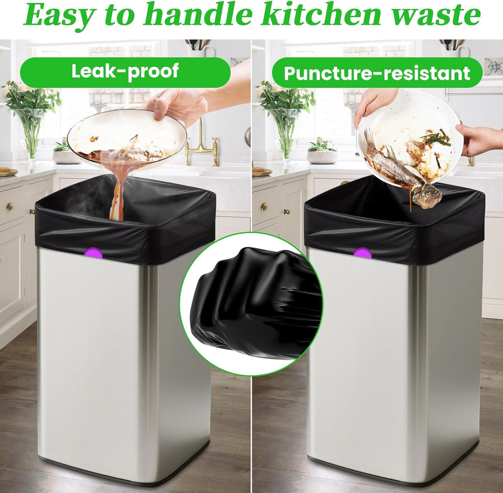 Trash Bags 15 Gallon Tall Kitchen Drawstring Garbage Bags,Fit 13-15 Gal Bins,Extra Strong&Leak-Proof,Unscented&Recyclable Trash Can Liners for Home Office Industrial Bathroom Garden Lawn(Black)