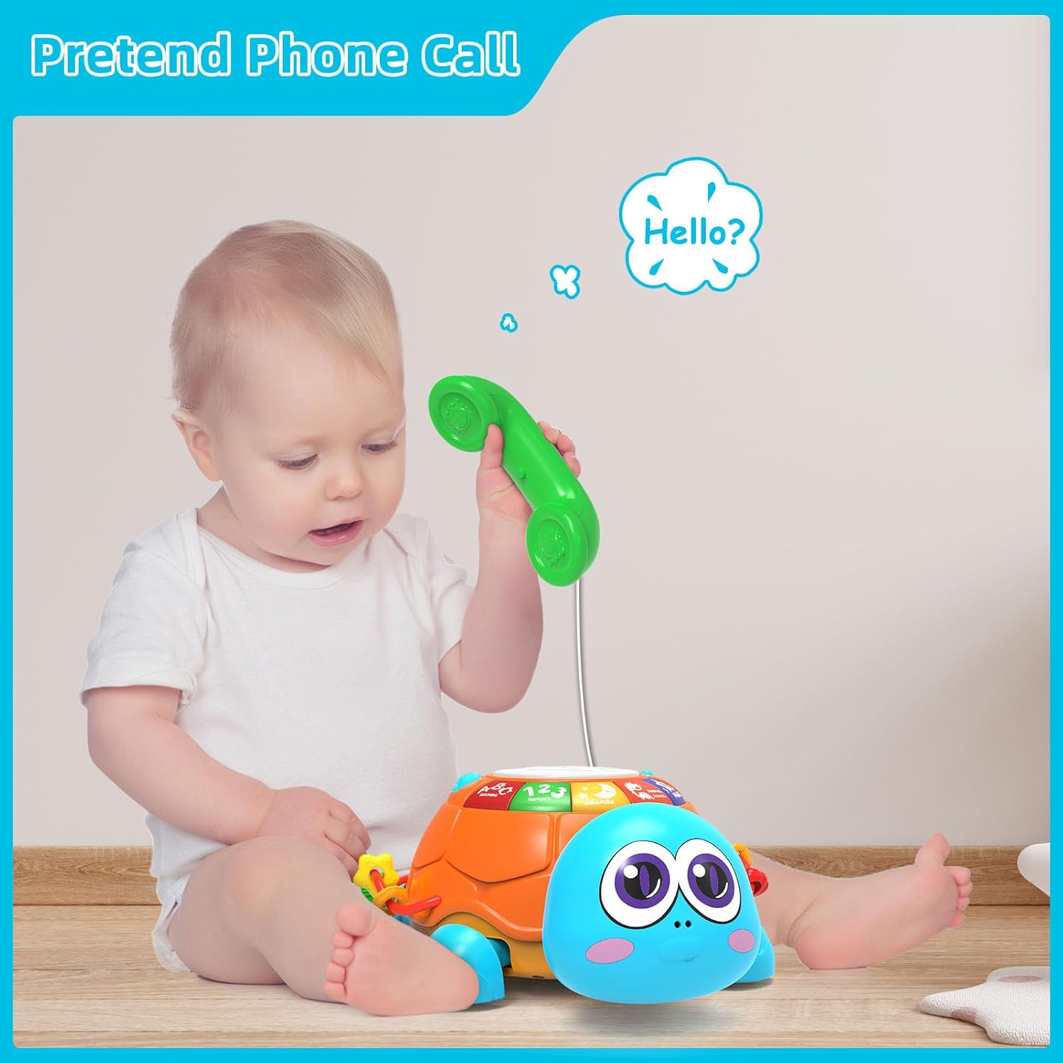 Hanayo Baby Toys 6 to 12 Months，Musical Turtle Crawling Girl Toys for 12-18 Months,Infant Early Learning Educational Toy,Girl & Boy Gift Essentials for Newborn 7 8 9 11+ Months 1-2 Year Old(Blue)