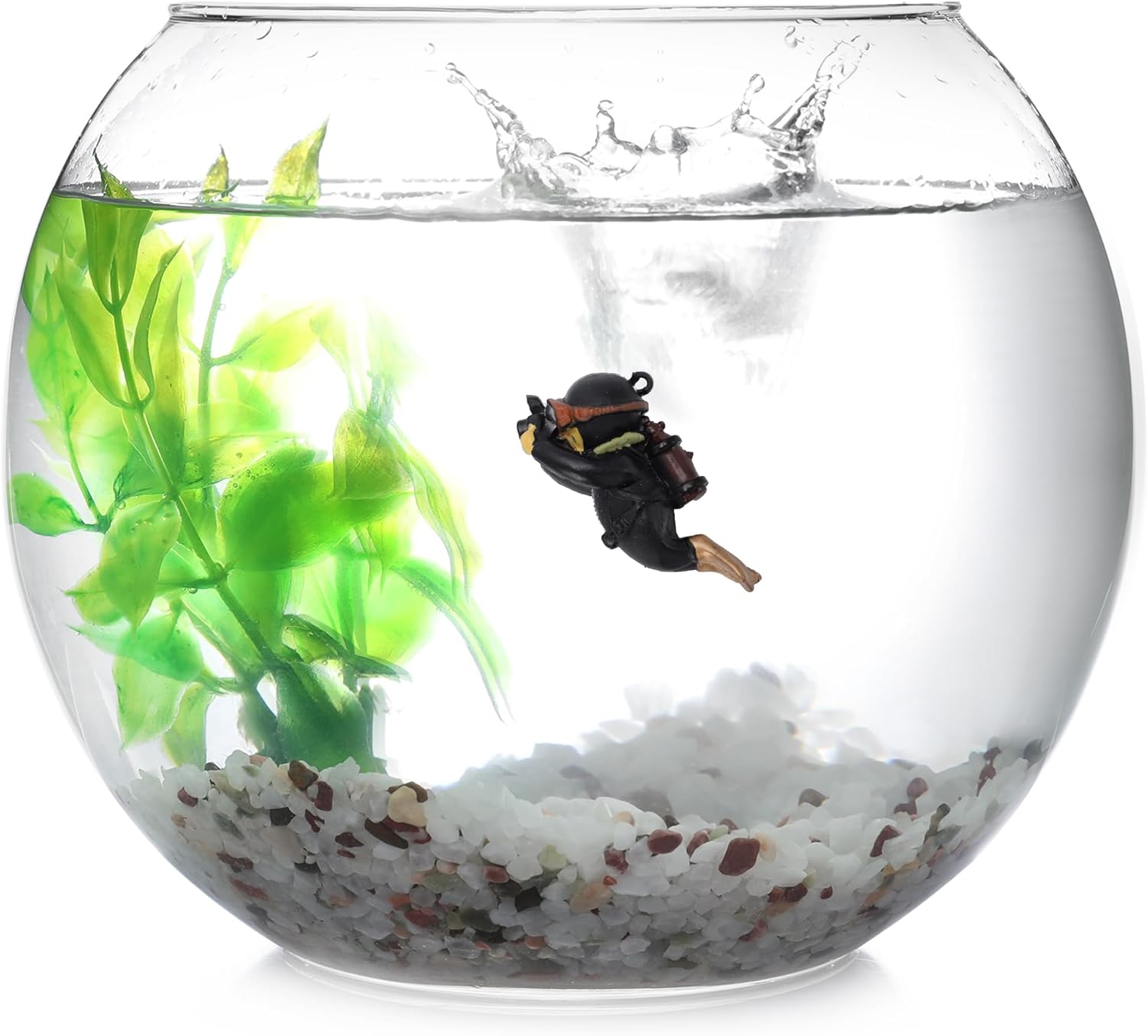 Diver Aquarium Decorations, Floating Diver Fish Tank Decorations, Floating Cartoon Diver Decor, Fun Floating Fish Decoration, PVC Diver Decor, Black, 1 Set