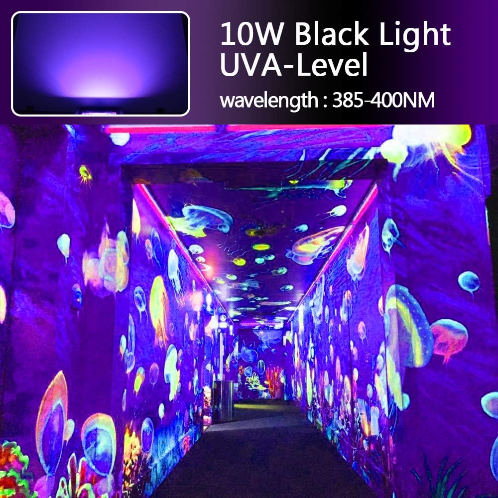 10W UV LED Black Light Flood Light,IP66 Waterproof for Aquarium, Indoor or Outdoor Parties, Party Supplies, Halloween Decorations,Glow in The Dark(3 Pack)