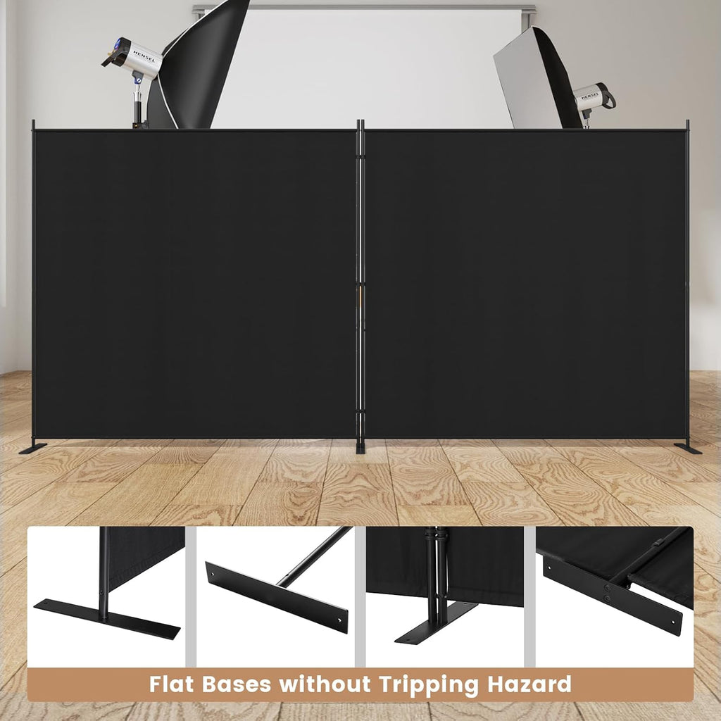 C-Hopetree 2 Panels Room Divider, 6 Ft Tall Indoor Folding Privacy Screen, Portable Partition Separator, Freestanding Separation Temporary Wall for Office, Bedroom, 142" W X 71" H, Black