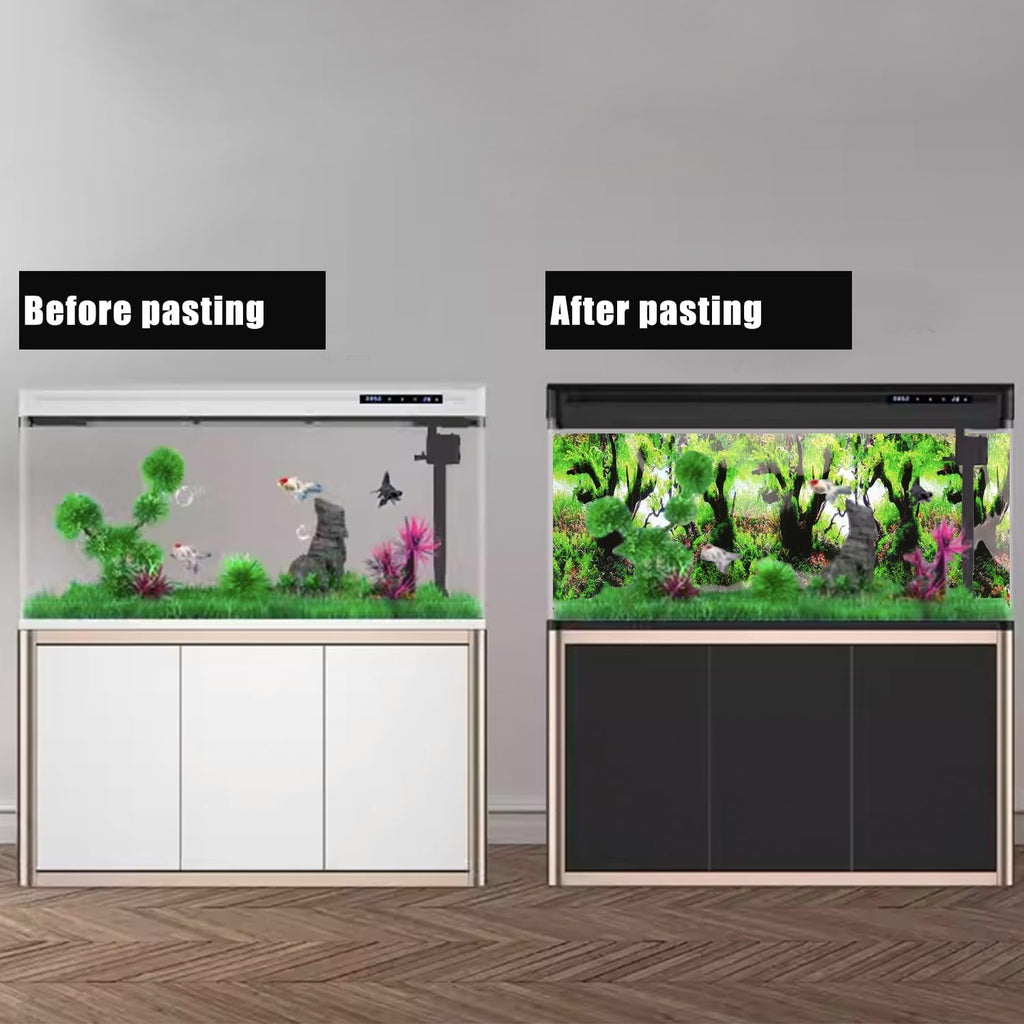 Lainrrew Aquarium Background Poster HD, Dual-Sided Water Plants & Fish Tank Landscape, 16"x40", Vivid Marine Life, Waterproof Scenery, Easy to Install, Durable Tank Decor (Type 5)