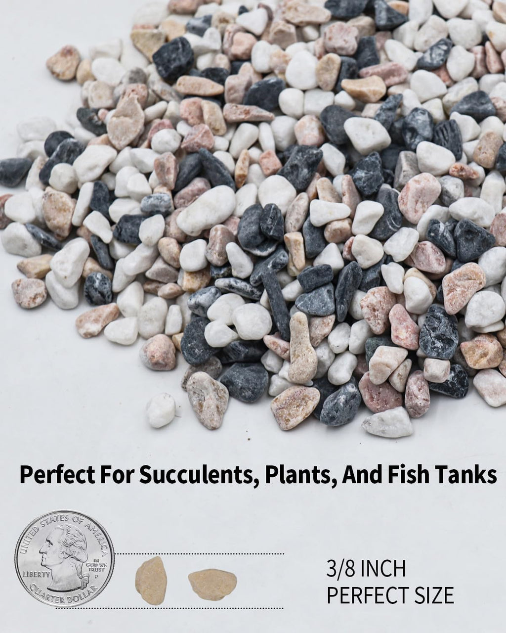 12LB Succulent & Cactus Gravel Pebbles,1/4-3/8 Inch Natural Polished River Rocks Decorative Stones for Succulent Planters,Cactus Pots,Vases,Aquariums,Outdoor Gardening Mixed Colors