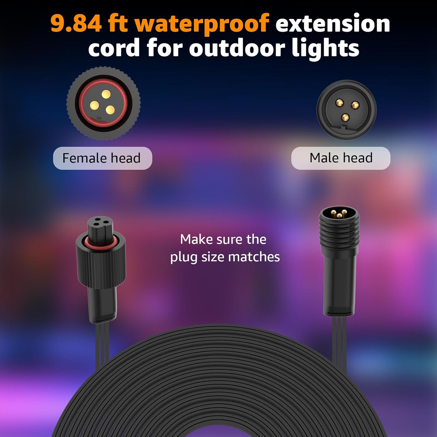 Extension Cable for Govee Permanent Outdoor Lights Pro, IP68 Waterproof Extension Cord, for Govee H705A H705B H705C H706A H706B H706C H7067 Permanent Outdoor Lighting Systems, 10FT