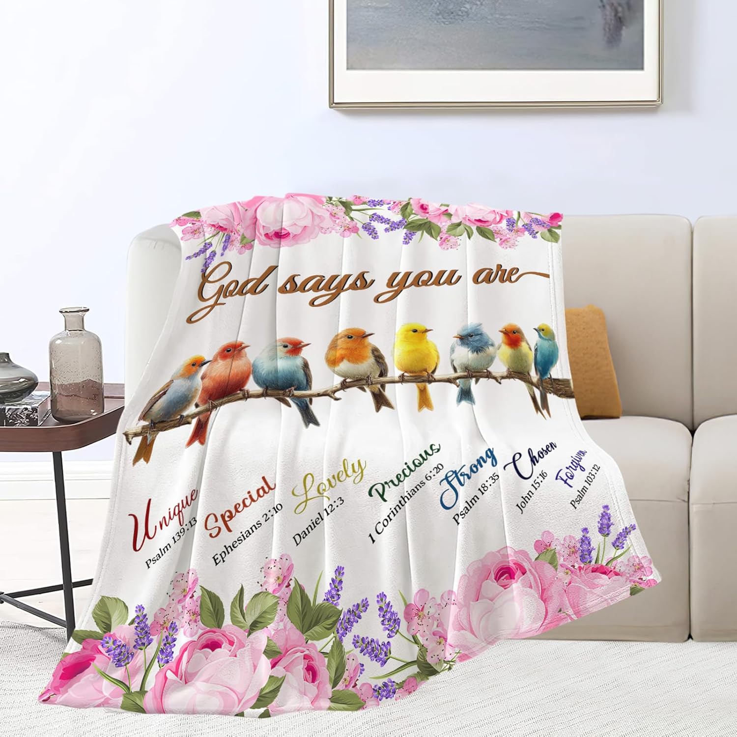 Bird Blanket God Says You are Bird Lover Throw Blanket Gifts for Kids Girls Boys Adults Women Men Super Soft Cozy Plush Fluffy Fuzzy Fleece Blanket Decor 50''X60''
