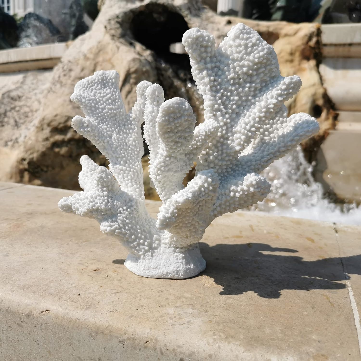 White Coral Reef Decor, Faux Artificial Coral Statue, Nautical Decor for Beach Theme Home, Wedding, Tabletop Decoration for Home Living Room Decor