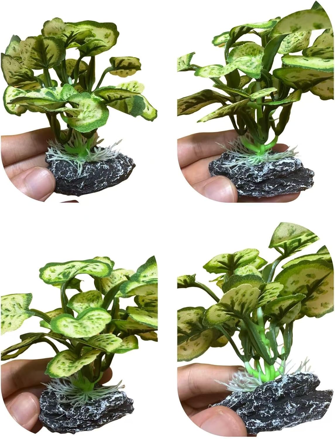JGbaby Artificial Aquarium Plants,Fish Tank Decorations Betta Leaf Hammock 4in Realistic Silk & Plastic Plants, Hideout Decor for Betta. Goldfish,Reptiles,Small Tanks (Green Type-H)