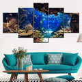 Coral Reef and Fish Paintings Underwater World Wall Art Undersea Pictures Home Decorations for Living RoomAquarium Artwork Gallery-Wrapped 5 Panel Prints on Canvas Framed Ready to Hang(60''W x 32''H)