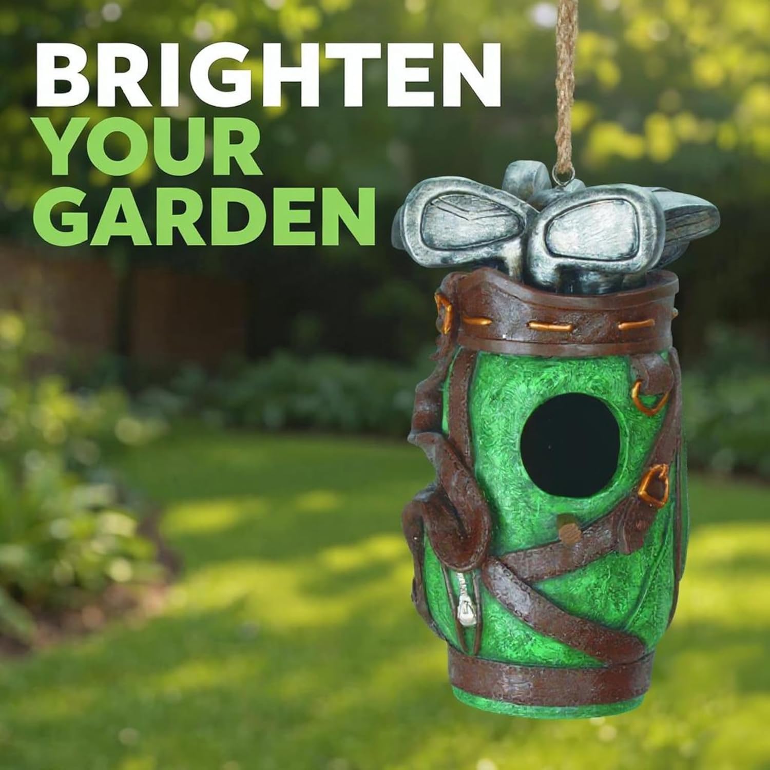 Spoontiques - Birdhouse - Garden Décor - Decorative Bird House for Yard and Garden Decoration - Hanging Novelty for Outdoor Patio - Golf Bag Birdhouse