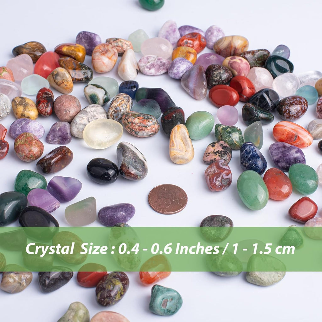 Polished Multicolor Healing Crystal Stone Set, 72 Pcs, 0.5" Handpicked Tumbled Stones for Healing, Reiki, Meditation, Crafting, Home Decor, Ethically Sourced, Multicolor