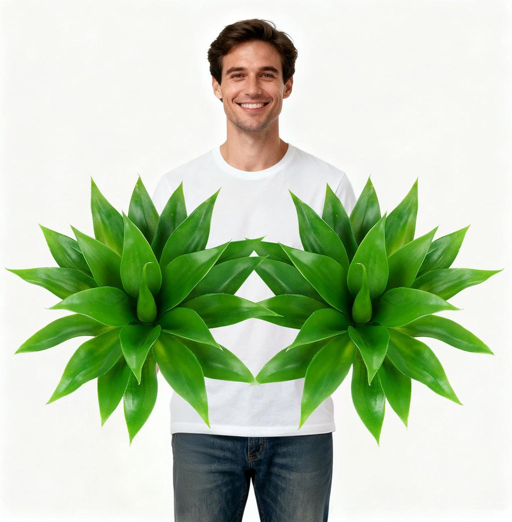 Artificial Agave Faux Agave Fake Greenery 18In Outdoor Artificial Plant Fake Plant for Indoor Home Decoration Plastic Plant Outdoor Decoration Front Porch Decor Simulation Tree 2Pack(Green)