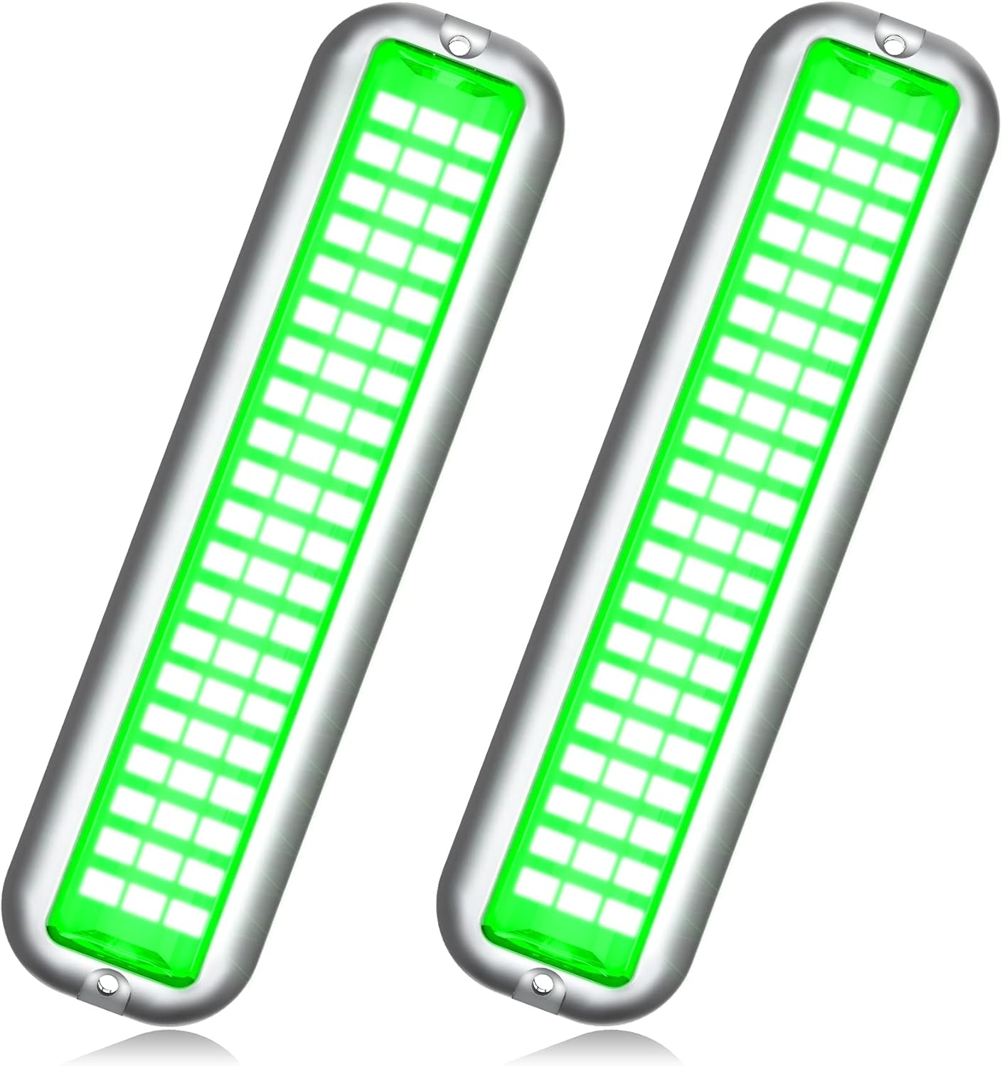 BASIKER BS3 Marine LED Boat Light (2x2000LM 60LED), 10-36V, 316 Stainless Steel, IP68, Air or Underwater, Surface Mount Designed for Cruise Ships, Yachts, Boats, Sailboat, Pontoon, Transom (Green)