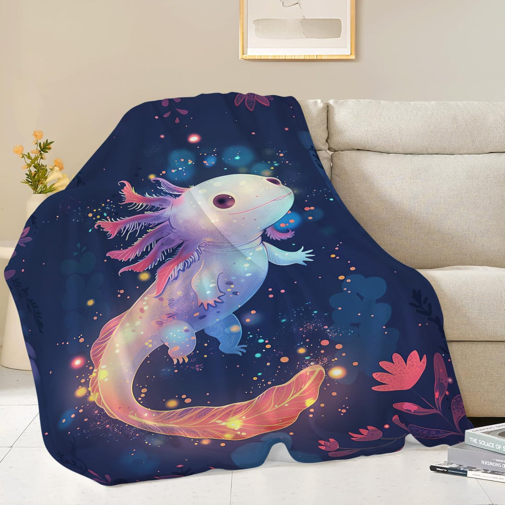 Cute Axolotl Blanket Cartoon Axolotl Throw Blanket Gifts for Women Girls Men Boys Kids Adults Super Soft Cozy Plush Fluffy Fuzzy Fleece Blanket Decor 40''X50''