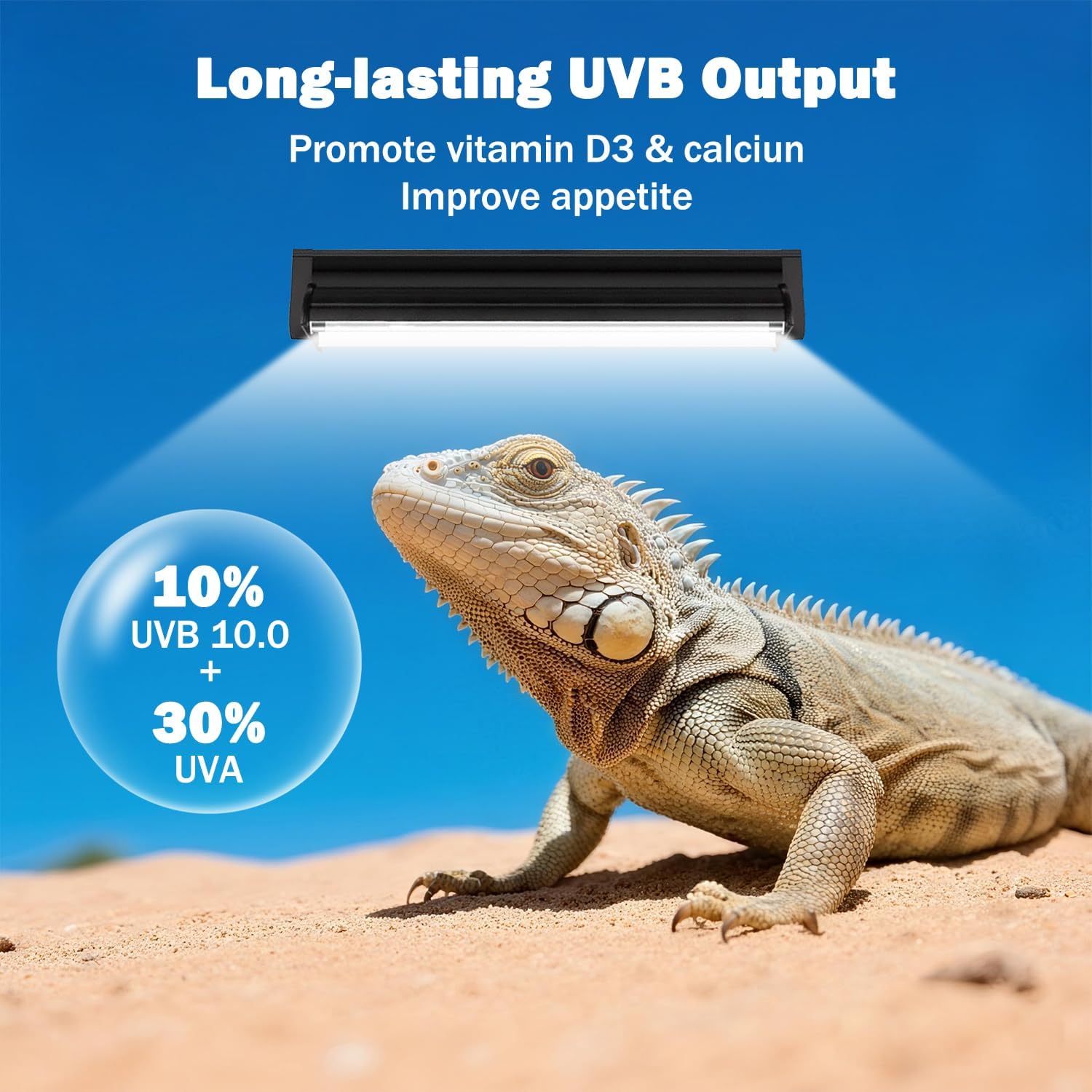 T5 10.0 UVB Reptile Light Fixture, T5 UVA UVB Light Tube Lamp Blub 8W 12" for Bearded Dragon, Tortoise,Desert Lizards,Leopard Gecko,Reptile & Amphibian Lamp