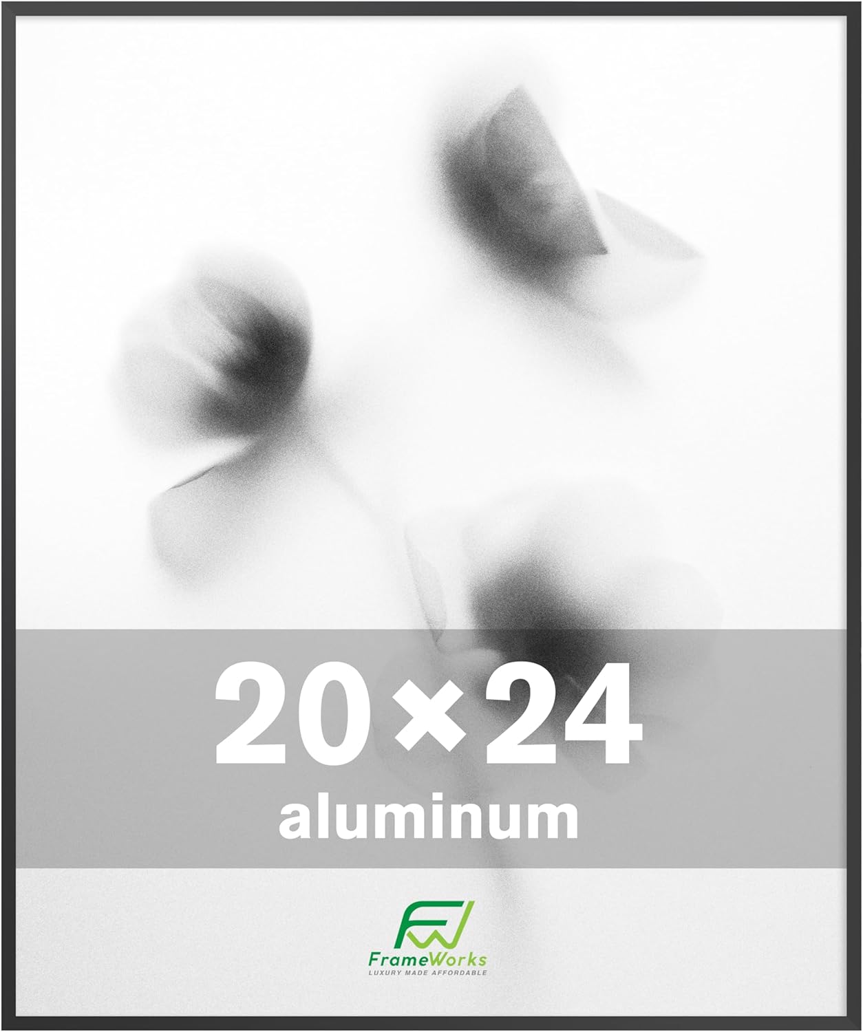 FrameWorks 20x24 Brushed Aluminum Poster Frames – Modern Brushed Metal Design w/Shatterproof Plexiglass, Perfect for Posters, Artwork, Paintings, Wall Displays – Home or Office Decor, Black - 1 Pack