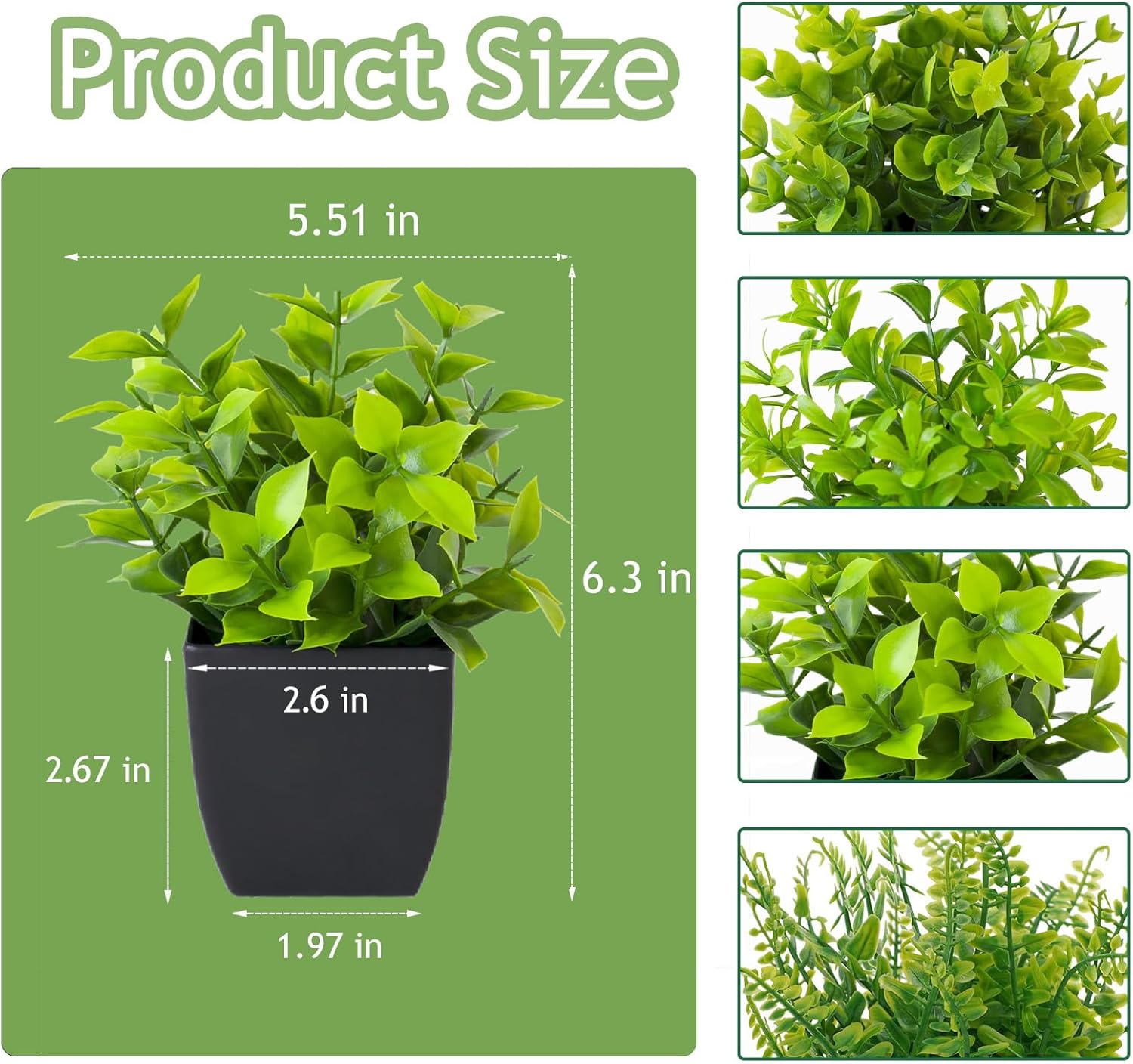 Grever 4 Pack Small Fake Plants in Blue Pot Mini Artificial Potted Plants for Home Bathroom Office Table Desk Shelf Indoor Decor