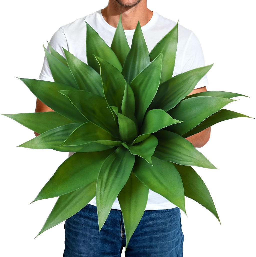 Artificial Plants Fake Agave Succulent Plant 28 Inch Big Size Faux Succulents Stems for Indoor Outdoor Realistic & Natural Home Decor Plants for Office Housewarming